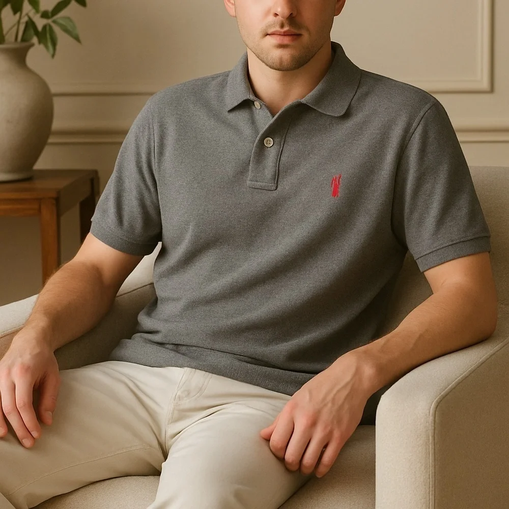 Polo Ralph Lauren Classic Fit Heather Gray Piqué Polo XXL Classic Americana
